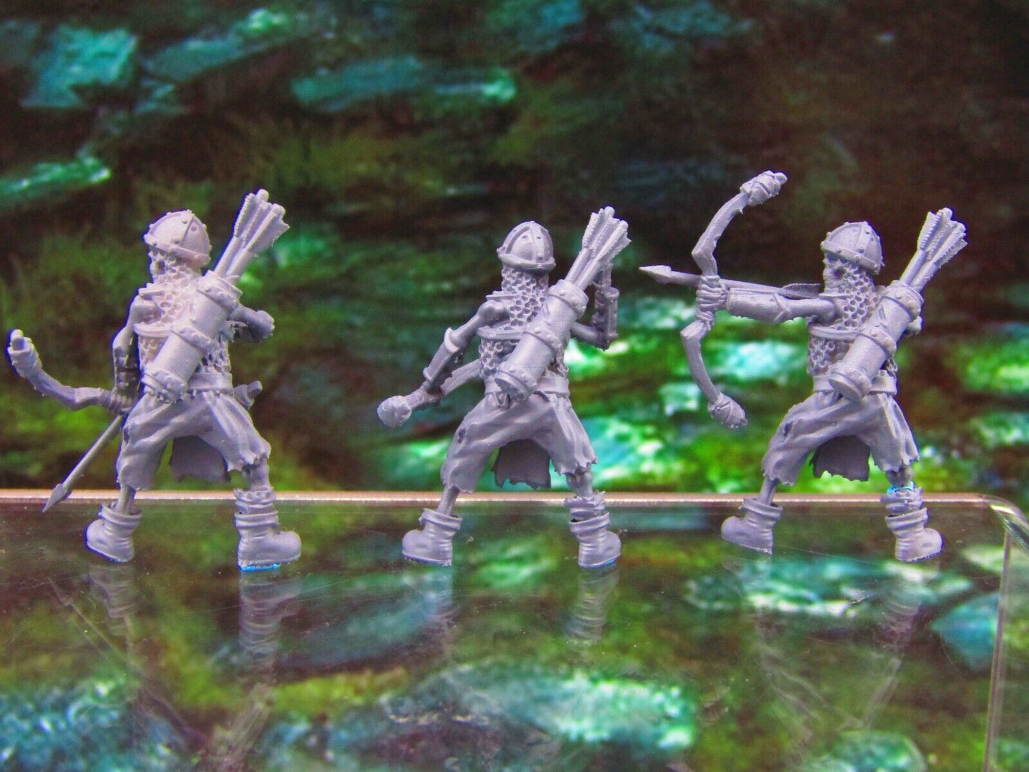 3pc Undead Skeletal Archers Bowmen Soldiers Skeletons Mini Miniatures 3D Printed