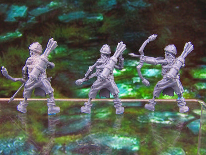 3pc Undead Skeletal Archers Bowmen Soldiers Skeletons Mini Miniatures 3D Printed