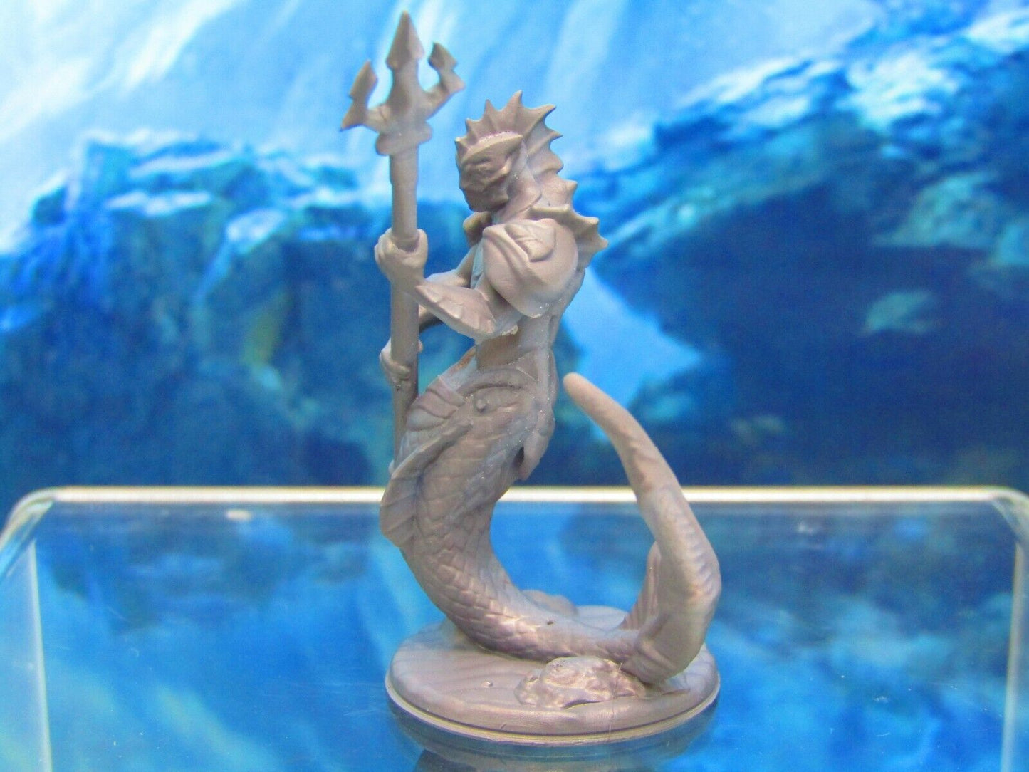 Merfolk Merman Warrior W/ Trident Mini Miniature Figure 3D Printed Model 28/32mm