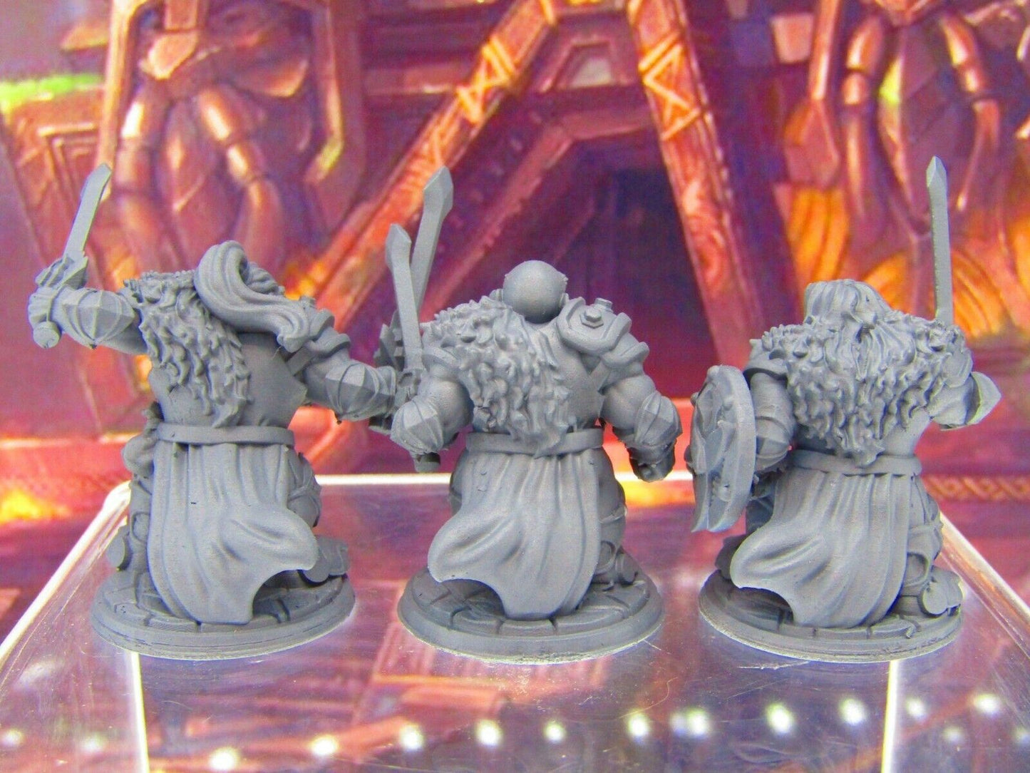 3pc Dwarf Barbarian Berserkers Viking Mini Miniature Figure 3D Printed Model DnD