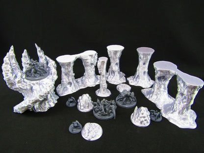 Spider Lair w/ Spiders & Spider Elf Hybrids Scatter Terrain Scenery 3D Print