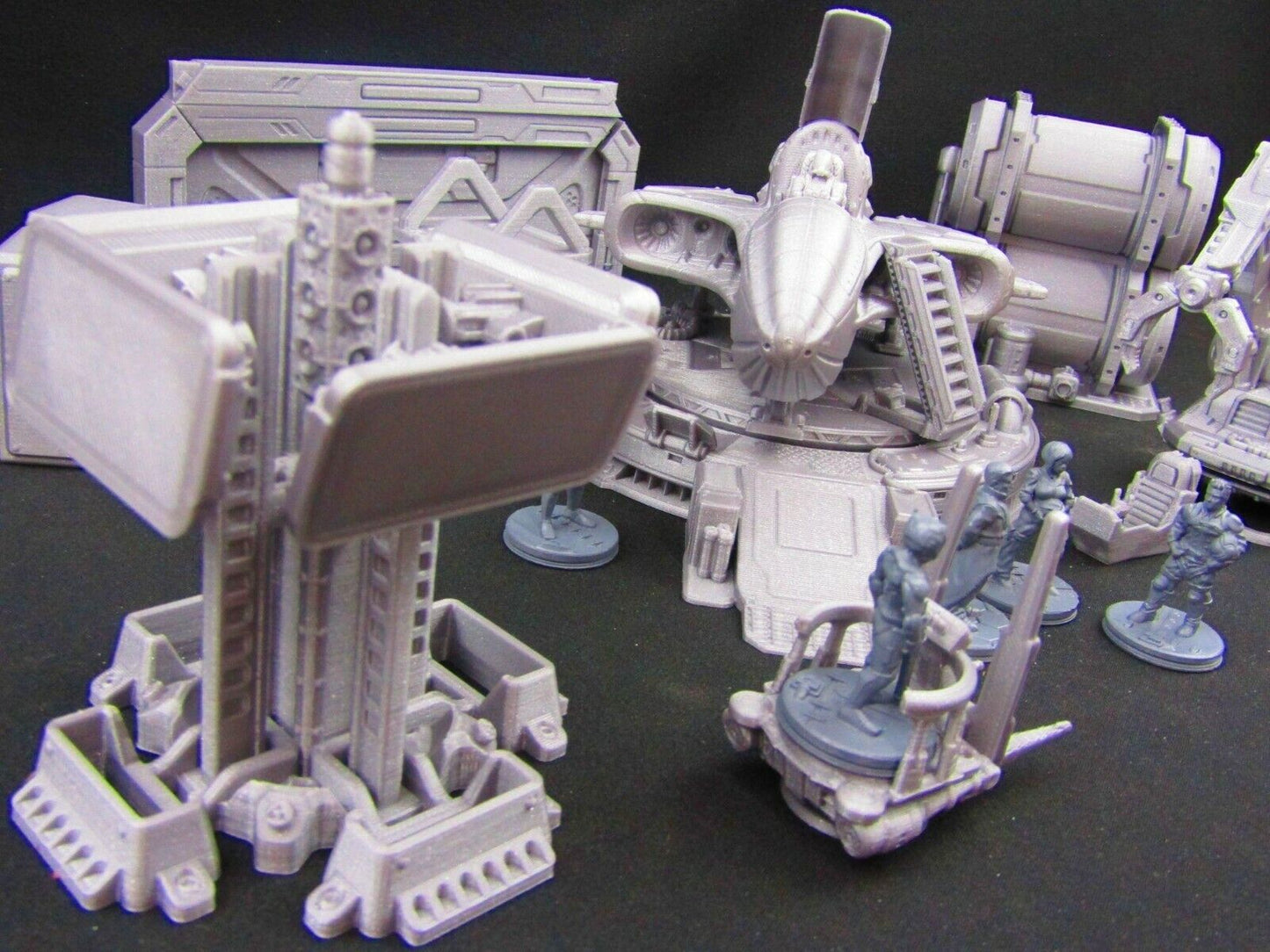 42pc Large Space Ship Hangar Set w/ Minis Scenery Scatter Terrain 3D Printed
