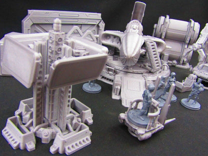 42pc Large Space Ship Hangar Set w/ Minis Scenery Scatter Terrain 3D Printed
