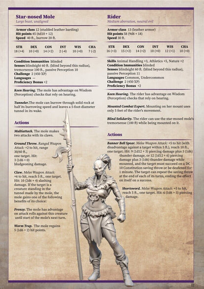 Keir Female Mole Rider W/ Mole Mini Miniature Model RPG Tabletop Gaming D&D