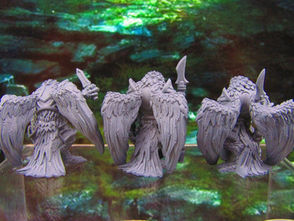 3pc Aarakocra Birdmen Warriors Mini Miniatures 3D Printed Model 28/32mm Scale