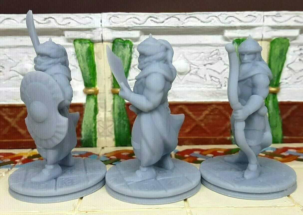 3x Palace Soldiers Guards Fighters Mini Miniature Figure 28-32MM Resin Printed