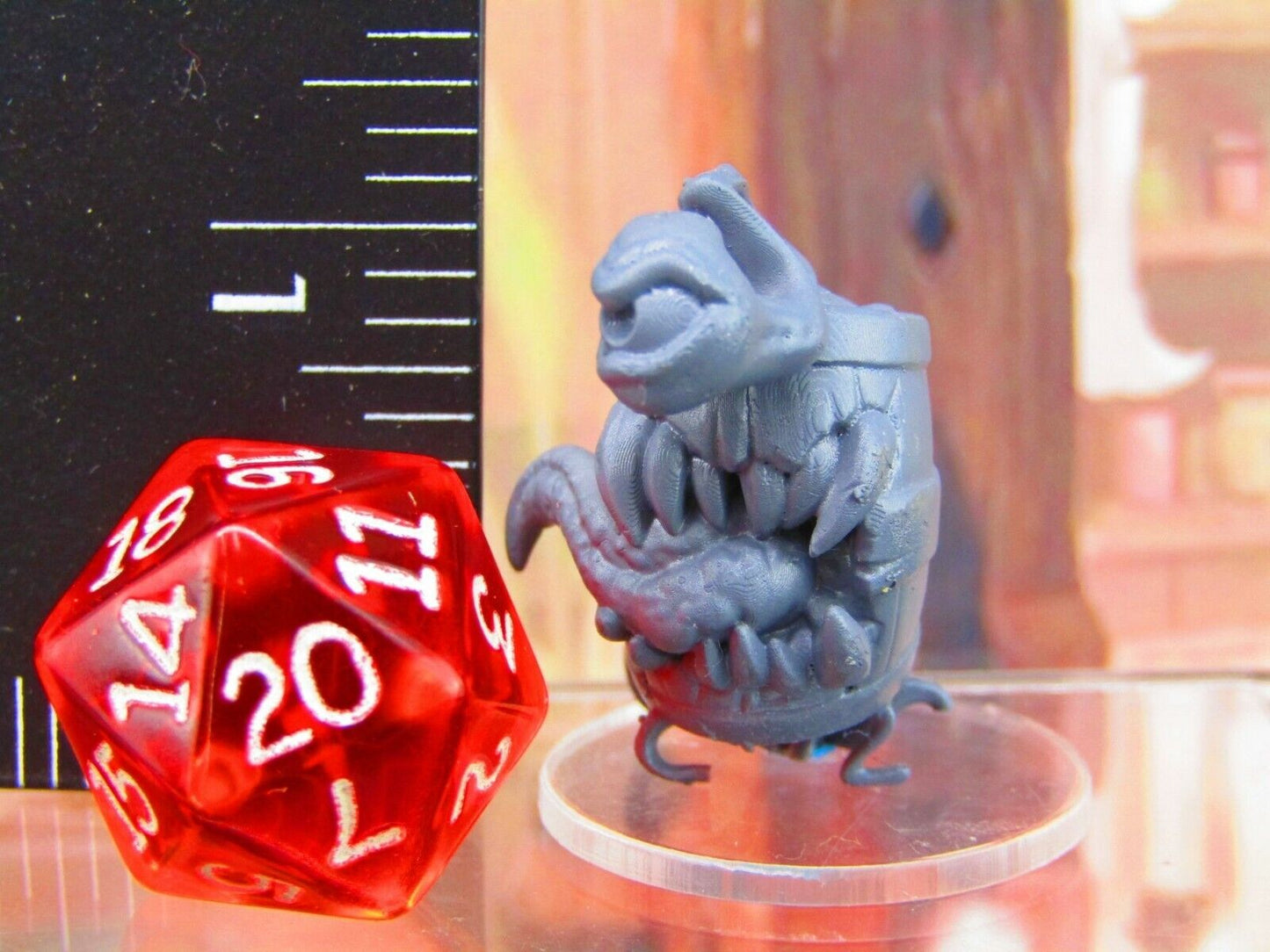 Mimic Barrel Loot Monster W/ Legs Mini Miniature Figure 3D Printed Model 28/32mm