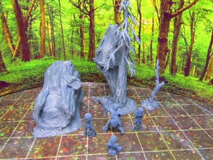 Prehistoric Tribal Family & Home Scatter Terrain Scenery 3D Print