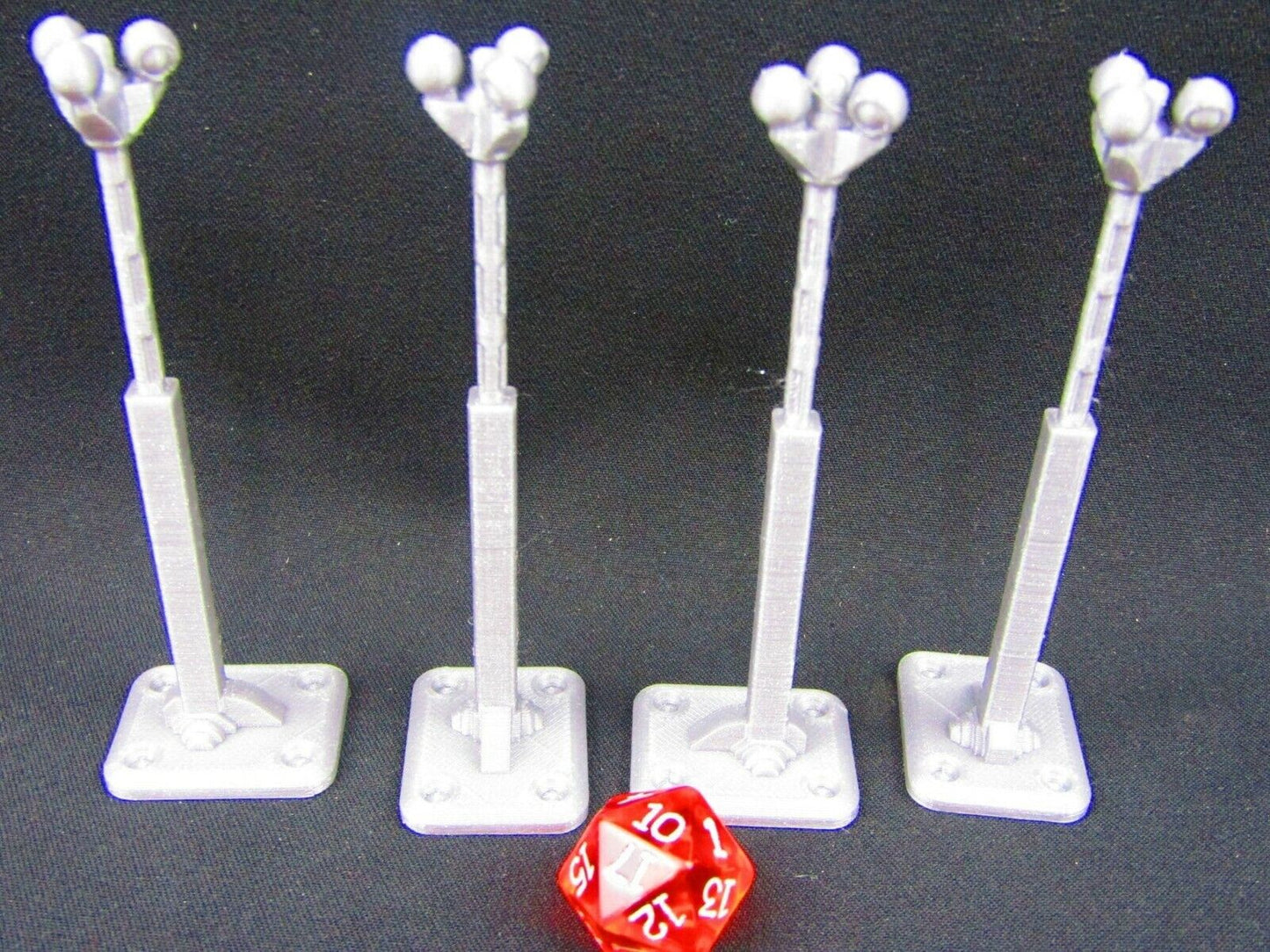 4pc Street Lights Obstacle Set Scenery Scatter Terrain 3D Printed Model 28/32mm