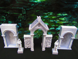 Cemetery Arched Entryway Entrance w/ Statues Graveyard Scatter Terrain 3D Print