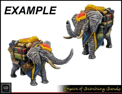 Pair of Riding & Pack Elephants Mini Miniature Figure 28-32mm Tabletop Gaming