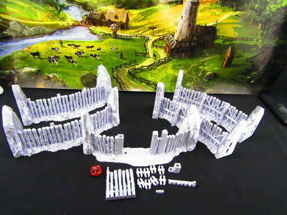 Large Wooden Fort Fence Wall Open Lock Scatter Terrain Scenery Mini Miniature