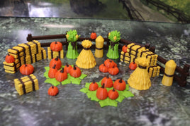 24pc Color Fall Pumpkin Farm Haystacks Autumn Set Decoration Mini Miniature