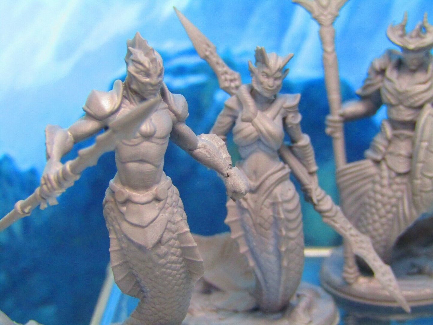 5pc Merfolk Mermaid Merman Set Mini Miniature Figure 3D Printed Model 28/32mm