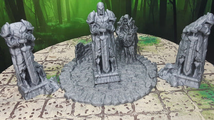 4 Piece Statue Ruins Scatter Terrain Scenery 28mm Dungeons & Dragons 3D Printed