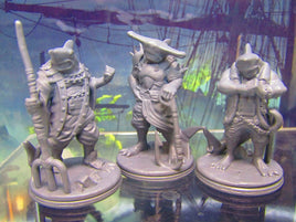 3pc Sharkman Pirate Wartribe Party Mini Miniature Figure 3D Printed Model 28/32m