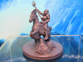 Sea Elf Rider on Sea Horse Mount Mini Miniature Figure 3D Printed Model 28/32mm