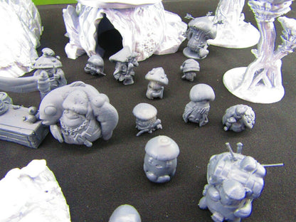 Mushroom Forest Myconid Shroomie Village Set w/ minis Scatter Terrain Scenery