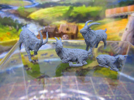 4pc Goats Set Farm Animals LIvestock Mini Miniature 3D Printed Figure Model