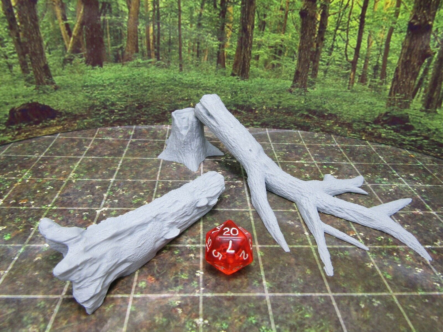 Fallen Tree and Mossy Log Pair Mini Scenery Terrain 3D Printed Model 28/32mm