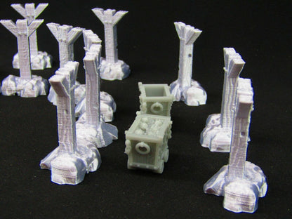 18pc Mine Supports and Carts Set Scatter Terrain Scenery 3D Printed Mini