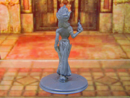 Dark Elf Priestess w/ Headpiece Mini Miniature Figure 3D Printed Model 28/32mm