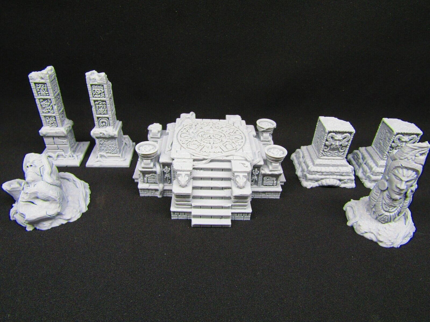 7pc Ancient Jungle Temple Ruins Scatter Terrain Scenery 3D Printed Model 28/32mm