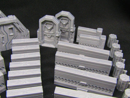 60pc DungeonSticks Sci Fi Map Building Wall Tile Set Scenery Terrain 3D Printed