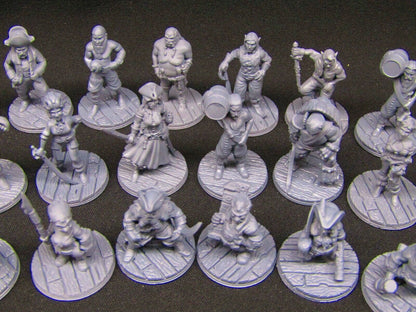 27pc Pirate Set Mini Miniature Figure 3D Printed Model 28/32mm Scale Fantasy RPG