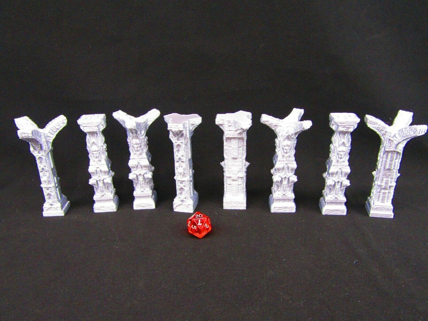 8 Piece Catacombs Columns Set Scatter Terrain Scenery 3D Printed Mini Miniature