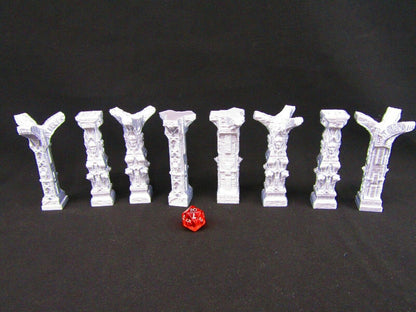 8 Piece Catacombs Columns Set Scatter Terrain Scenery 3D Printed Mini Miniature
