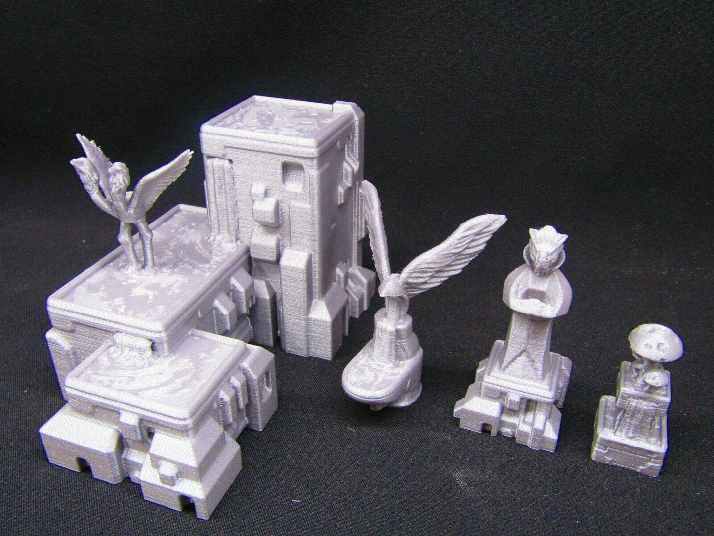 4pc Fountains and Statues Set Scenery Scatter Terrain 3D Printed Model 28/32mm