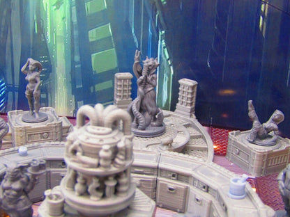 50pc Sci Fi Modular Bar Night Club Scenery Terrain Set w/ Miniatures 3D Print