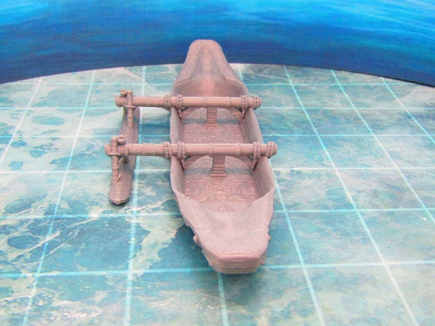 Canoe with Outrigger Boat Ship Scatter Terrain Scenery 3D Printed Model 28/32mm