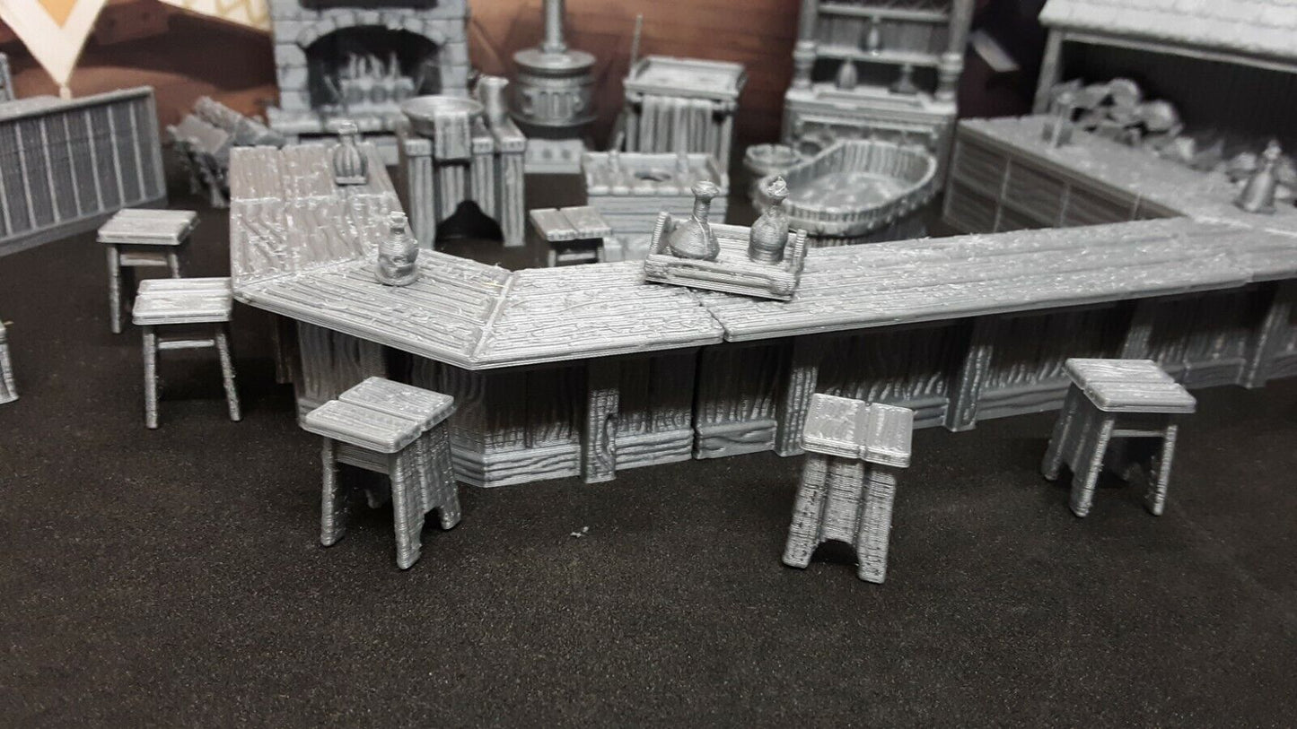 37 Piece Inn & Tavern Bar Set Scatter Terrain Dungeons & Dragons Mini Model