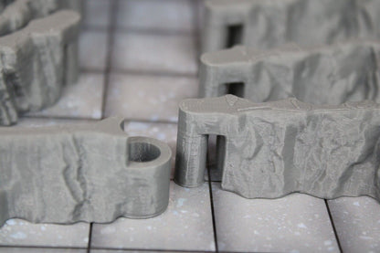 8pc Dry Cavern Dungeonsticks Corner Curves Walls Map Tile Set Scenery D&D