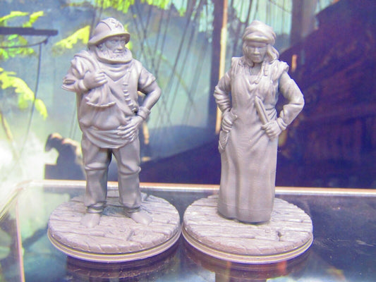 Fisherman + Wife Seaside Fishfolk Mini Miniature Figure 3D Printed Model 28/32mm