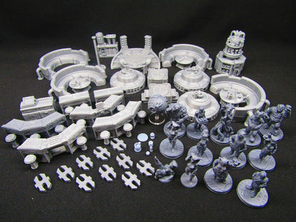 50pc Sci Fi Modular Bar Night Club Scenery Terrain Set w/ Miniatures 3D Print