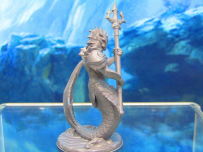 Merfolk Merman Warrior W/ Trident Mini Miniature Figure 3D Printed Model 28/32mm