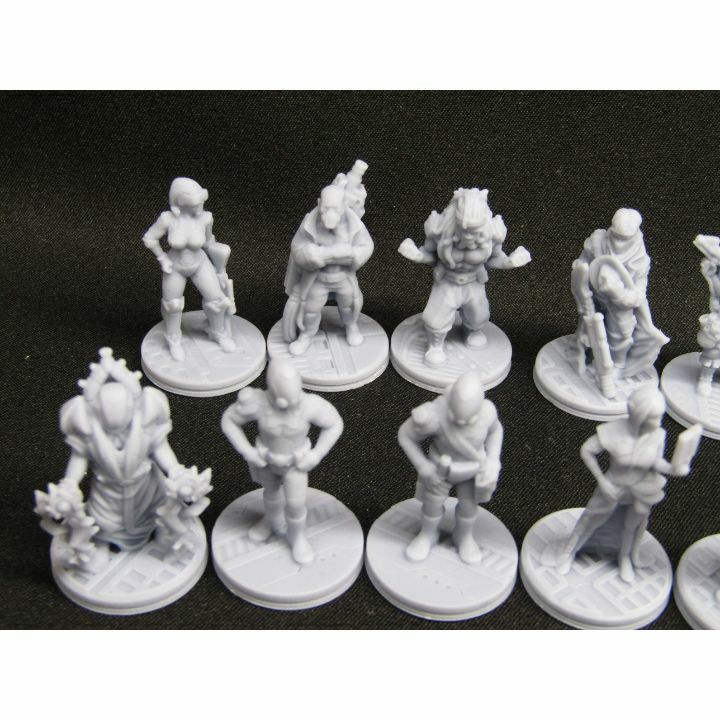 Sci Fi Mini Set 2 - 18 pc Humans, Dwarves, & Humanoids Miniatures Set 3D Printed