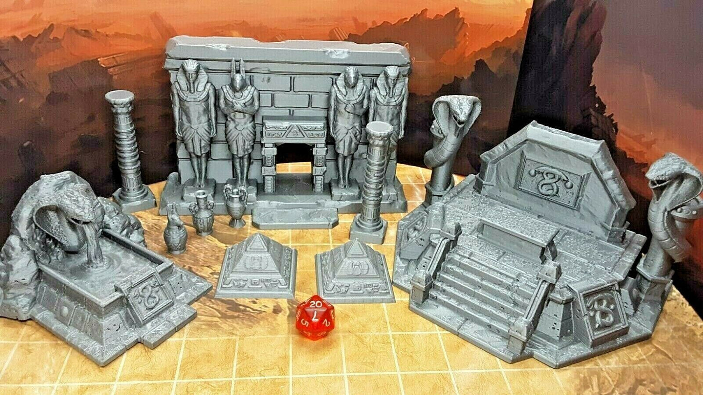 10 Piece Egyptian Serpent Snake Tomb Encounter Set Scatter Terrain Scenery