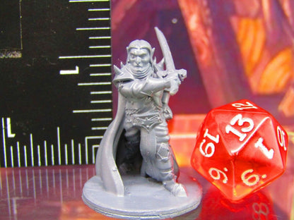 Dark Elf Male Caped Warrior Mini Miniature Figure 3D Printed Model 28/32mm Scale