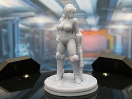 Female Space Hired Assassin Mini Miniature Figure Scenery Terrain 3D Printed