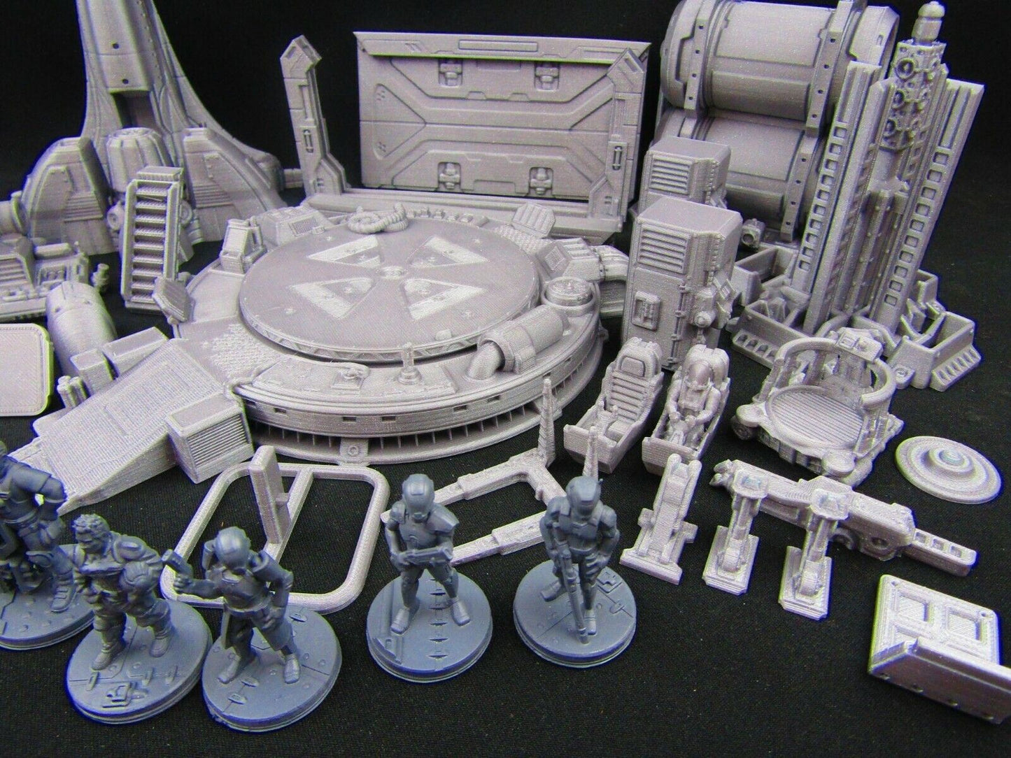 42pc Large Space Ship Hangar Set w/ Minis Scenery Scatter Terrain 3D Printed