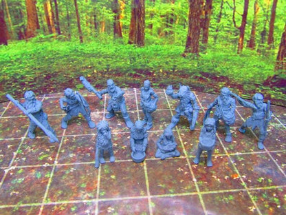 11pc Prehistoric Villager Tribe Set Mini Miniature 3D Printed Figure Model
