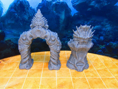 Merfolk Underwater City Entryway and Throne Scenery Scatter Terrain Props