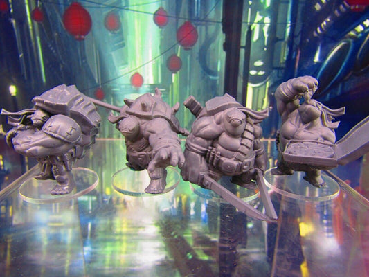 4pc Tortle Ninja Team Turtle Man Race Mini Miniature Figure 3D Printed Model