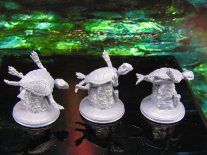 3pc Undead Underwater Skeleton Sea Turtle Set Mini Miniature Model Character