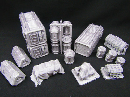 24pc Shipping Docks Cargo Set Scenery Scatter Terrain 3D Printed Model 28/32mm
