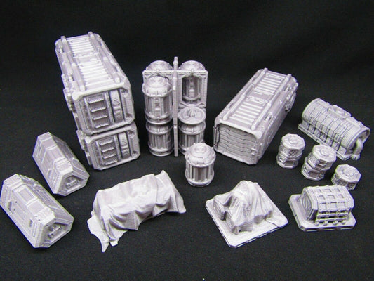 24pc Shipping Docks Cargo Set Scenery Scatter Terrain 3D Printed Model 28/32mm